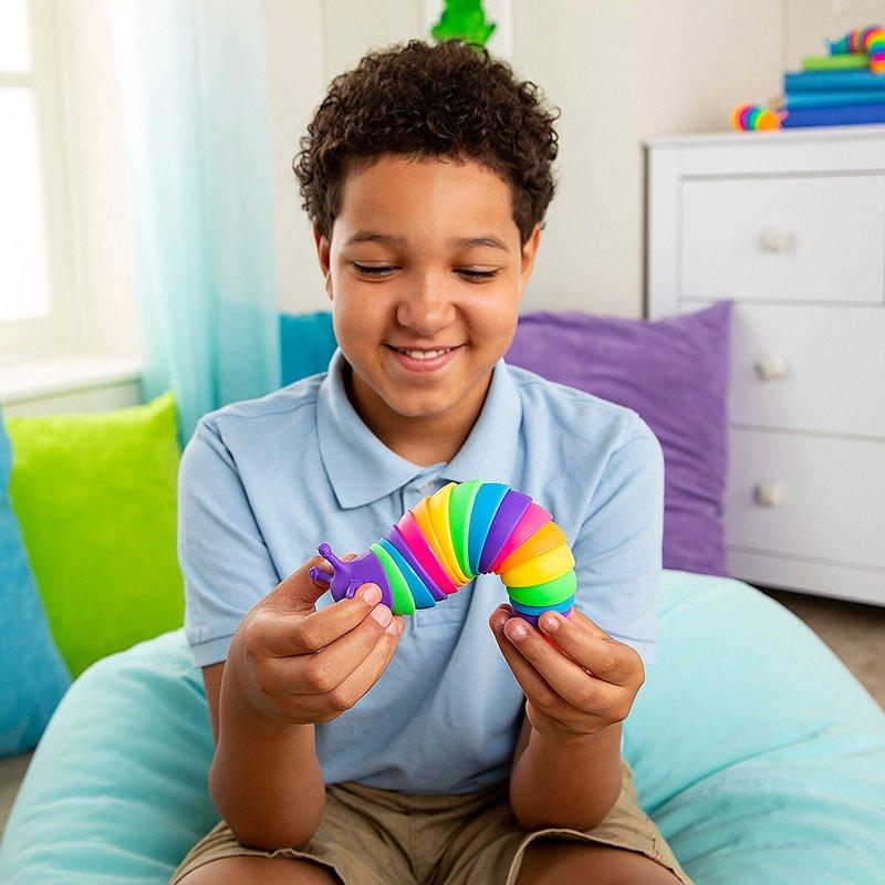 Super Sensory Rainbow Fidget Slug for Stress Relief - Fun ExpressKids