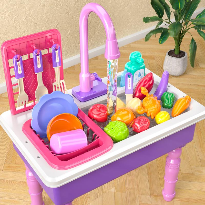 Play Kitchen Sink Toys swith Running Water-Pretend Play Dishes Play House black friday gift