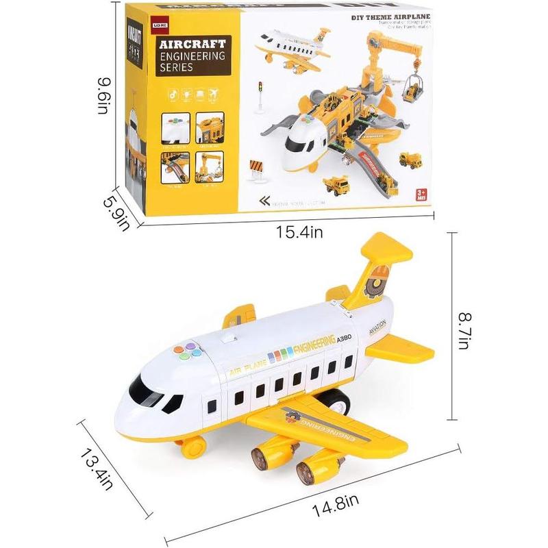 25 Pack Transport Construction Airplane Toy Play Vehicles Set for Kids Gifts, with 6 Construction Die-cast Toy Truck, 11 Road Signs-Suitable for 3 4 5 6 Year Old Boys and Girls