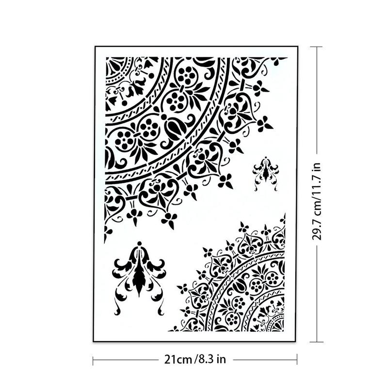 Mandala Pattern A4 Painting Template, Reusable Hollow Out DIY Drawing Template, Scrapbooking Painting for Wood Canvas Floor Wall