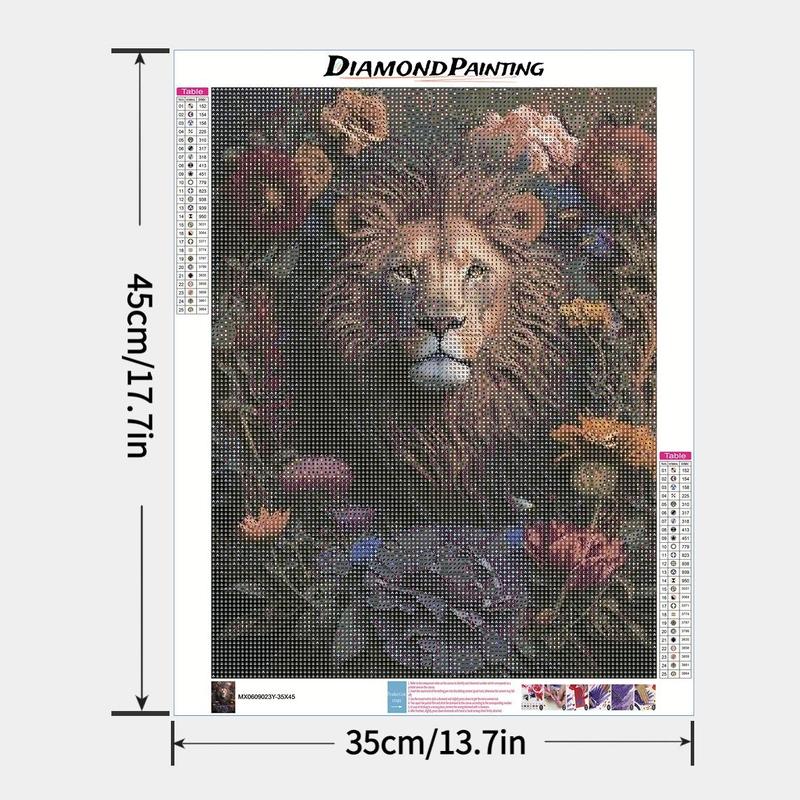 Lion & Flower Pattern Diamond Arts Painting, Cross Stitch Art Craft DIY Full Drill Embroidery Pasted Painting Without Frame For Home Wall Decor