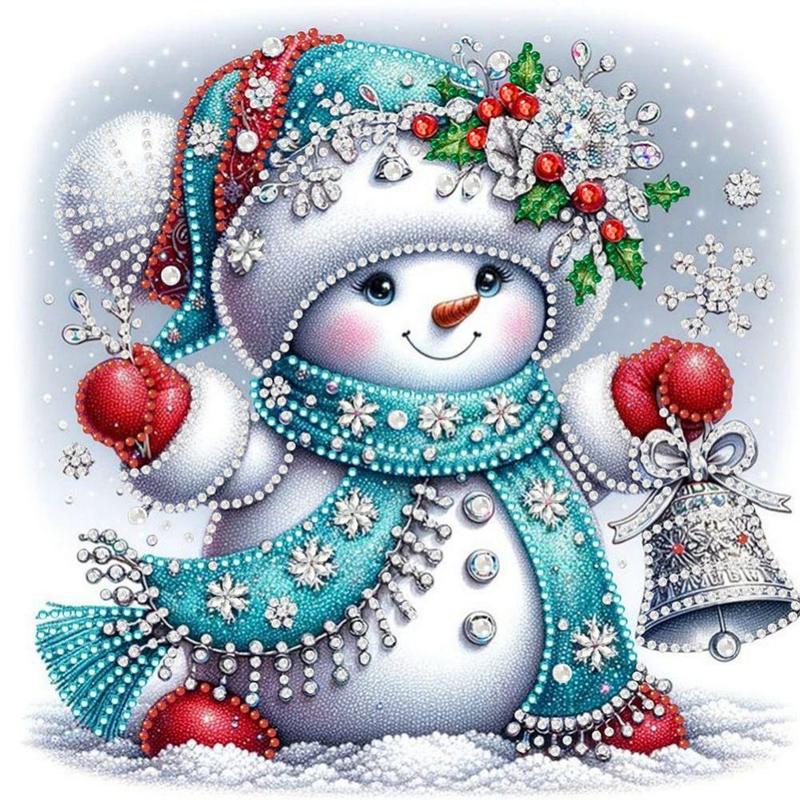 Snowman Pattern DIY Diamond Arts Colorful Painting Kit without Frame, DIY 5D Diamond Arts Colorful Painting for Bedroom Home Wall Decor