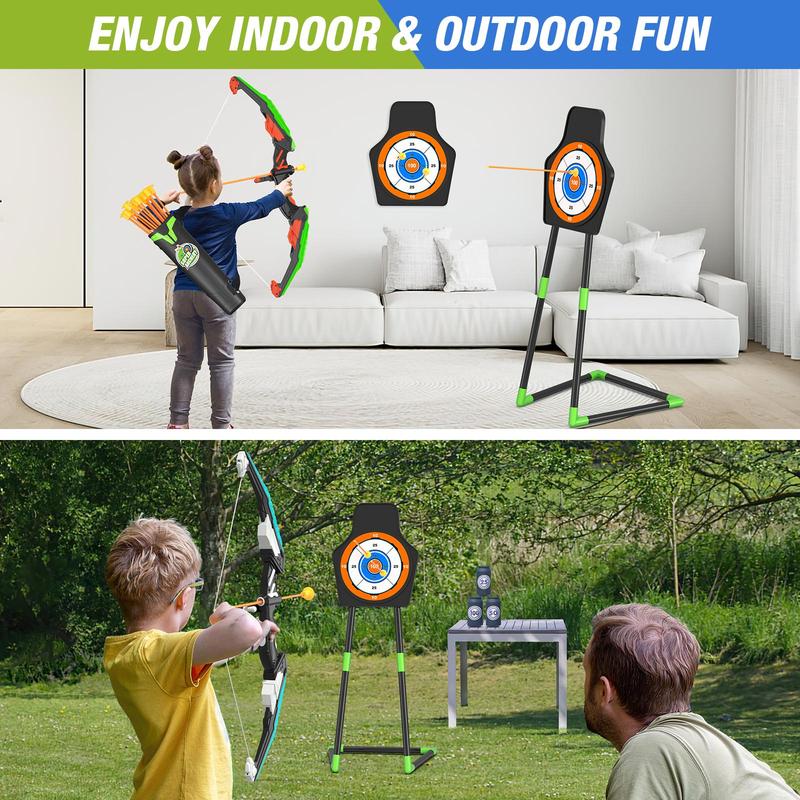 Bow & Arrow Toy Set, 1 Set LED Light Up Shooting Toy Set, Indoor & Outdoor Shooting Game Toy, Birthday Gift for Boys & Girls, Christmas Gift