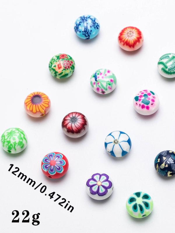 Boho Style Flower Pattern Beads, Colorful Beads for DIY Bracelet Necklace Earrings, Fashion Accessories for Women & Girls