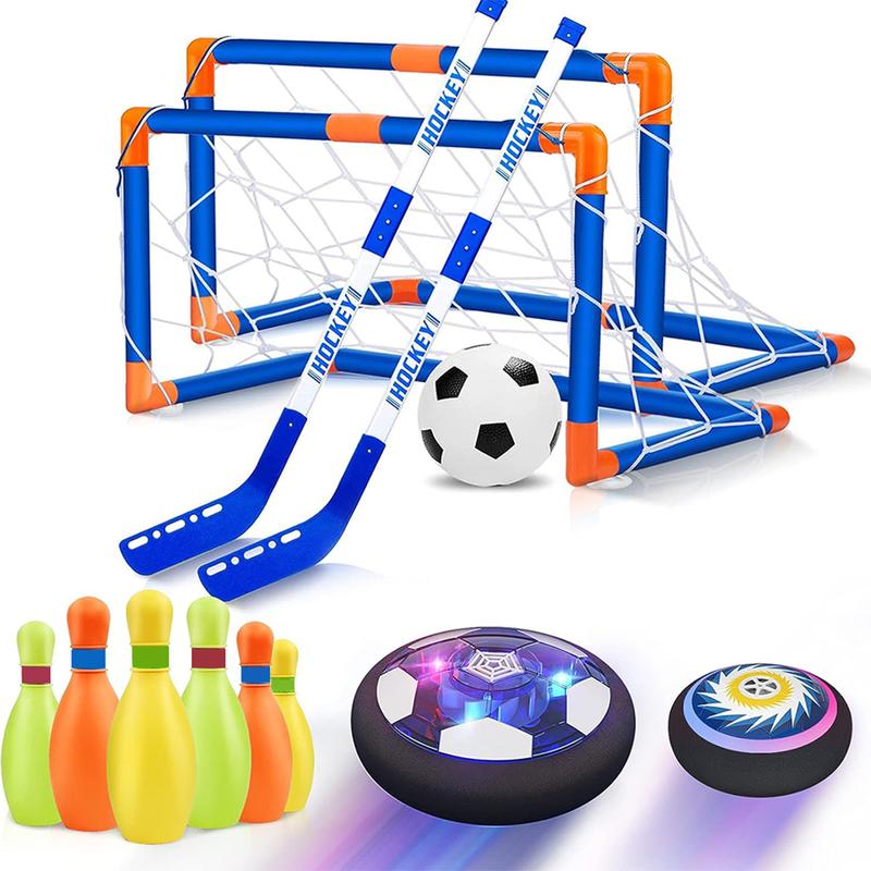 4-in-1 Hover Soccer Ball and Hockey Bowling Set Indoor Outdoor Sports Game Toys