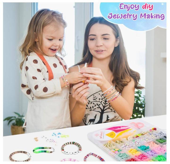 5300 Clay Beads Bracelet Making Kit - Preppy Friendship Jewelry Making Bracelets | Arts and Crafts for Kids Ages 8-12,Toys for 3 4 5 6 7 8 9 10 Year Old Girl Birthday Gift,Stuff Supplies for 5-7