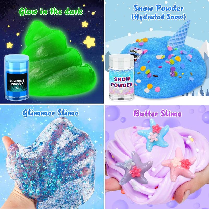 Mermaid Slime Kit for Girls 10+ Years, Glow in The Dark Butter Slime DIY Making Kit, Premade Fluffy Glitter Cloud Christmas Valentine Toy, Kids Birthday Party Favor Friendsgiving Gifts Crafts