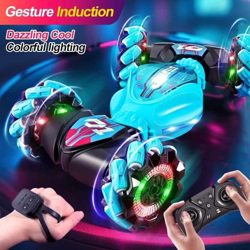 Sensing gesture remote control car 1:20 scale four-wheel drive children's and adult manual remote control car 2.4GHz RC stunt car toy, 6-12 years old, with lighting and music, off-road 360 ° rotation