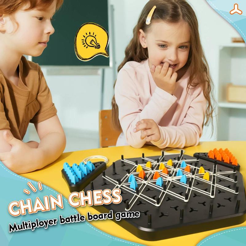 Triangle Chess Game - Chain Chess, Rubber Band Board Game,Back to School Supplies,Chain Triangle Chess Game,Family Interactive Board Game,Table Top Family Toy,2 to 4 Players,birthday gifts, party gifts, children's gifts,Back to School Gifts