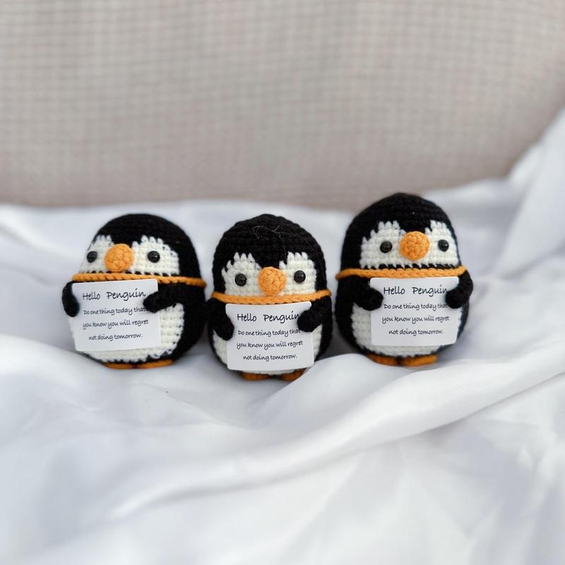 Cute Positive Penguin Design Knitting Toy, DIY Knitting Toy, DIY Handmade Knitting Toy for Birthday Gift