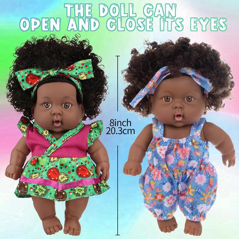 8 Inch Black Hot Doll, Cute Doll with Clothing Display, Lovely Birthday Gift, Companion Gift