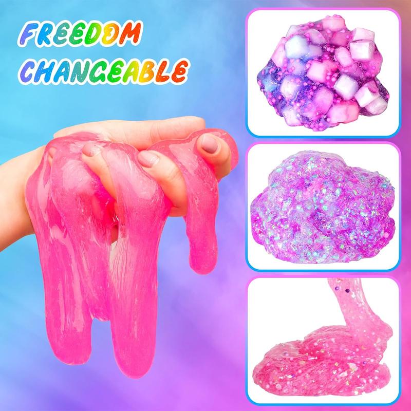 Christmas gift for kids Slime Kit Confetti Slime, Glimmer Crunchy Slime, Foam Slime, Jelly Cubes Slime, Stress Relief Toys