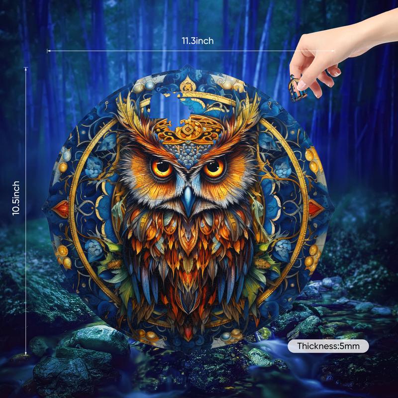 Royal Owl Mys Aurora Wooden Jigsaw Puzzle for Kids and Adults 300 Pcs Unique Shape Nice Box Packing Fun Challenging Brain Exercise Family Game Creative Gift for Friends Parents Grandparents Multicoloured