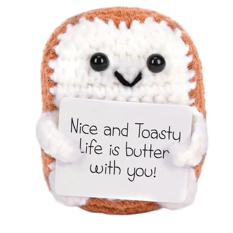 Positive Pocket Gift, Toasty Life Is Butter, Cute Crochet Hand-Knitted, Inspirational Emotional Support Novelty Ornament