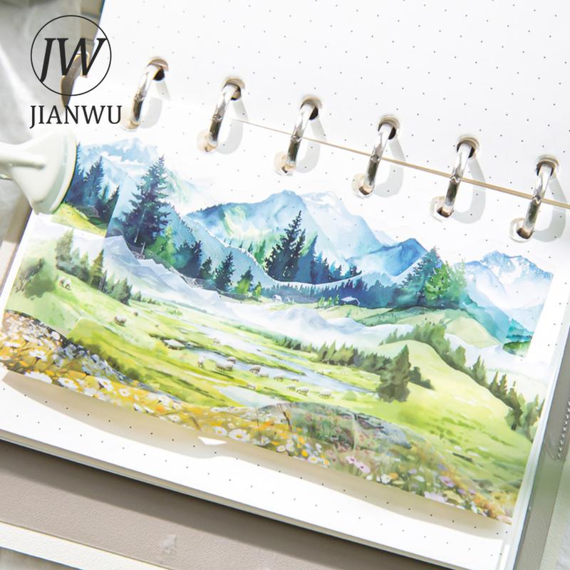 JIANWU 30mm*200cm To The Mountains and  Sea Series Vintage Landscaping Collage Material PET Tape Creative DIY Journal Stationery