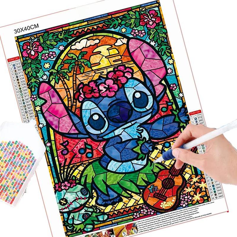 Cartoon Stitch Pattern DIY Diamond Arts Colorful Painting Kit without Frame, DIY 5D Diamond Arts Colorful Painting for Bedroom Home Wall Decor