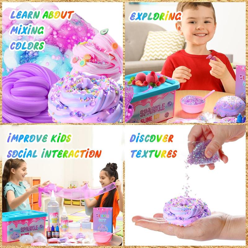 Christmas gift for kids Slime Kit Confetti Slime, Glimmer Crunchy Slime, Foam Slime, Jelly Cubes Slime, Stress Relief Toys