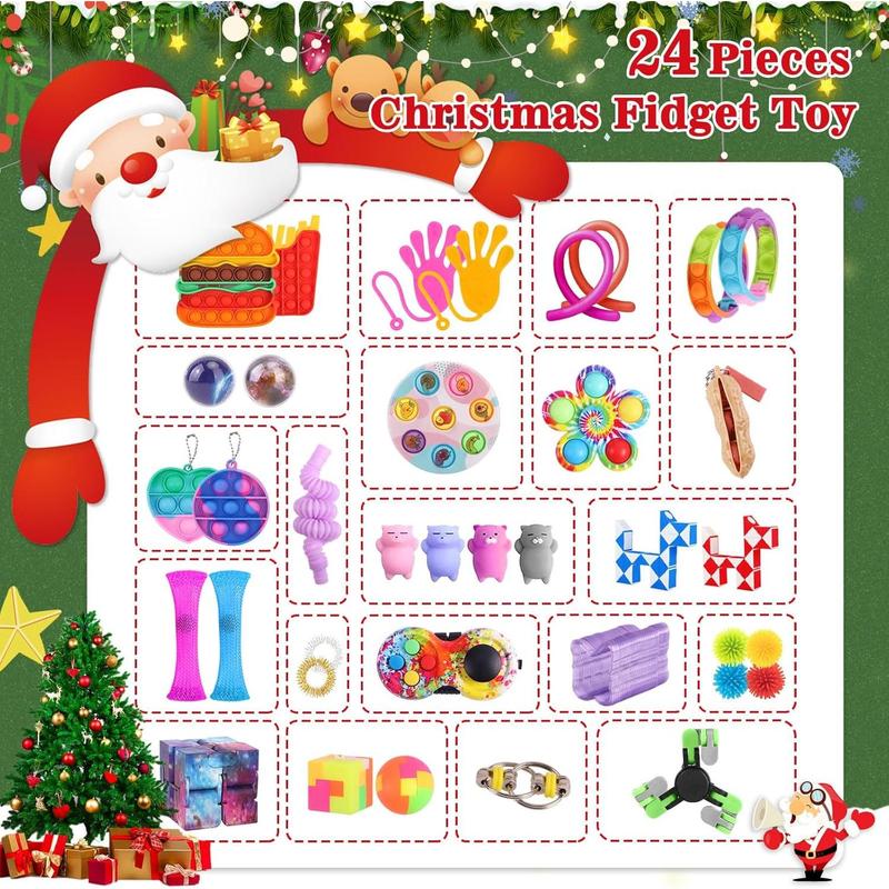 Fidget Advent Calendar 2024, 24 Days of Surprises Fidget Toys Box, Christmas Holiday Countdown , Sensory  Fidget  Pack for , Teens, Boys & Girls