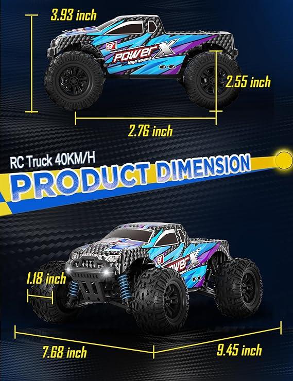 Remote Control Car, 1:16 1:18 Scale Adult Childrend High Spee4WD Remote Control Car, 40+KMH, All Terrain Off-road Waterproof RC Monster Truck, 2.4GHz Fast RC Car, Suitable for All Ages, Gift for Boys 8-12 Years Old