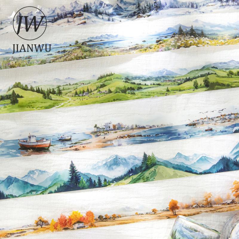 JIANWU 30mm*200cm To The Mountains and  Sea Series Vintage Landscaping Collage Material PET Tape Creative DIY Journal Stationery