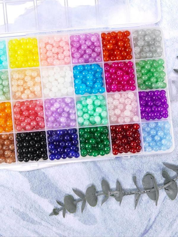 DIY Jewelry Making Kit, 24-color Round Glass Beads Kit, DIY Jewelry Accessories for Bracelet Necklace Earrings Pendant, Jewelry Making Supplies