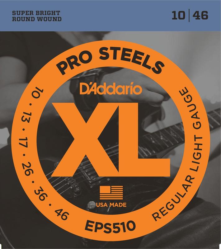 D'Addario EPS510 ProSteels Electric Guitar Strings, Regular Light, 10-46