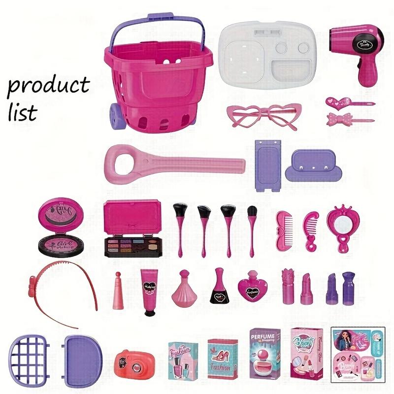 Children's toy makeup table, Girls makeup set, Accessories mobile backpack, Children's makeup table for children over 3 years old (makeup makeup set)