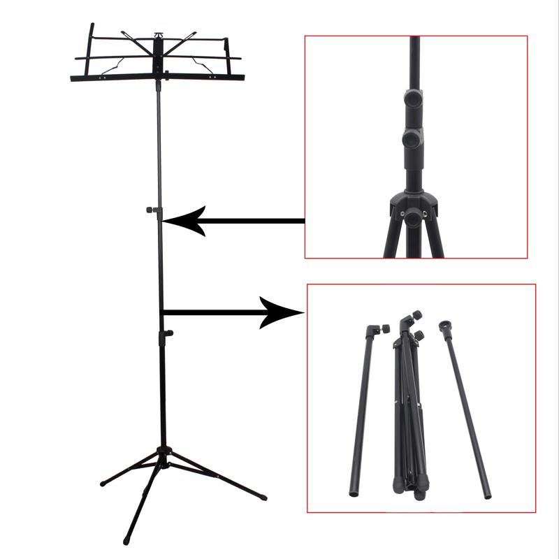 Folding Sheet Music Stand, 1 Count Portable Aluminum Tripod Sheet Music Stand, Height Adjustable Music Stand with Carrying Bag for Home School Office