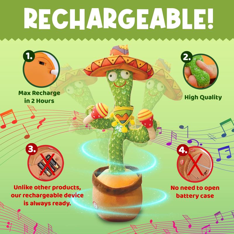 Dancing Cactus Toys, A Cactus That Can Dance, Sing, Twist, and Shine 120 English Dance Recordings Learn to Speak