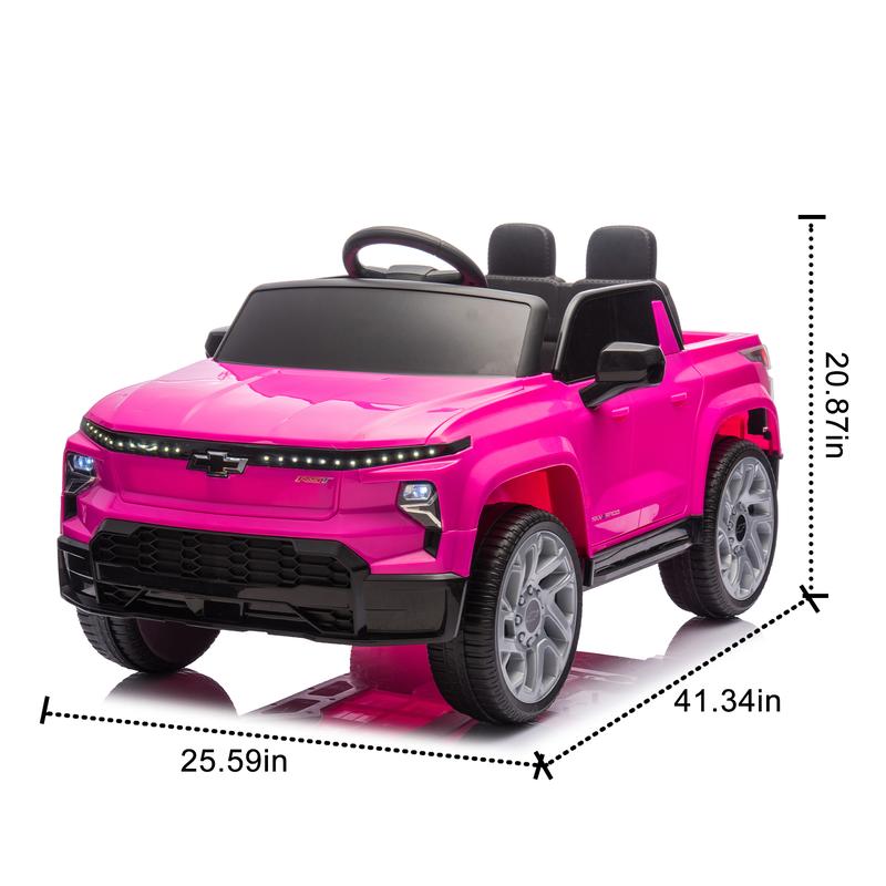 Pink Blue Black Red 24V Kids Ride on Car W Parents Control,Licensed Silverado,Four-wheel suspension,LED Lights,Bluetooth,music,USB,MP3,Power display,speeds 2.49-3.73MPH For kids aged 2-5,Christmas Gift