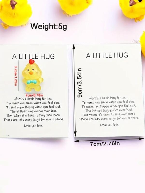 Cute Duck Design Pocket Hug, Kawaii Resin Animal Decoration with Encouragement Greeting Card, Stress Relief Toys for Birthday, Wedding Party