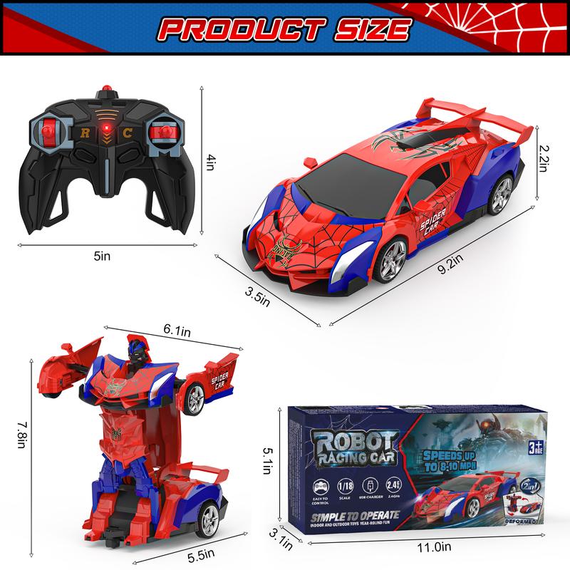 BLUEJAY Transform Rc Cars for Boys 4-7 8-12, 2.4Ghz Remote Control Car 1:18 Scale Transforming Robot, One-Button Deformation 360° Rotation Car Toy Gifts for Kids 3-5 police car Transforming Robot RC Car for Kids