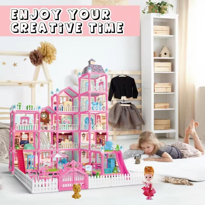 DIY Doll House, 1 Box Dream Doll House with Furniture & Dolls, Parent-child Interaction Toy, Pretend Toy for Little Girls Kids, Birthday Gift