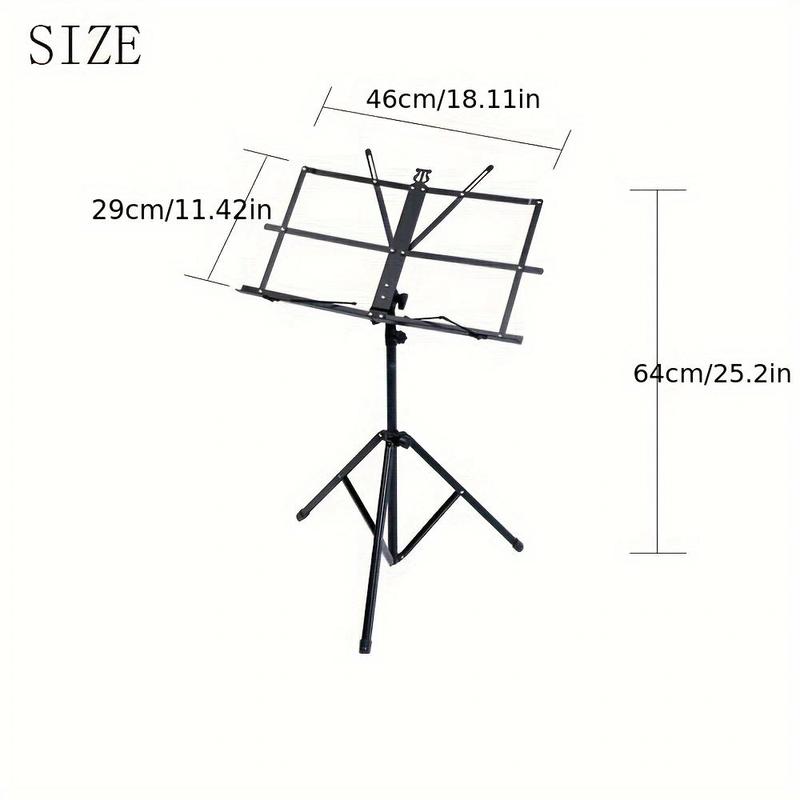 Folding Sheet Music Stand, 1 Count Portable Aluminum Tripod Sheet Music Stand, Height Adjustable Music Stand with Carrying Bag for Home School Office