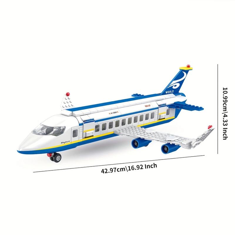 491 Piece City Passenger Airplane Building Set, 6 IN1 Airplane Bricks Toy-Airbus, Creative Building Projects with Shuttle Bus, Baggage Truck, Top STEM Toy for Boy and Girl Ages 6 7 8+