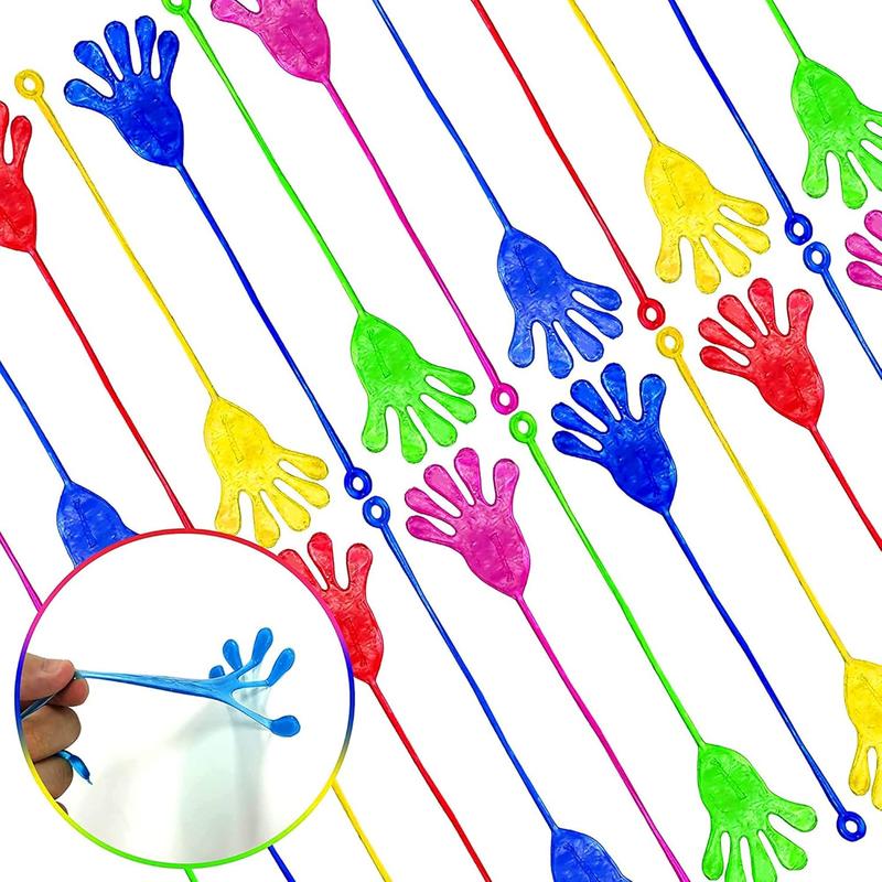 42-Piece Stretchy Sticky Toy Set: Large Hands, Slingshot Animals, Crawlers, Lizards, Skeletons, Flying Frog for Kids Parties