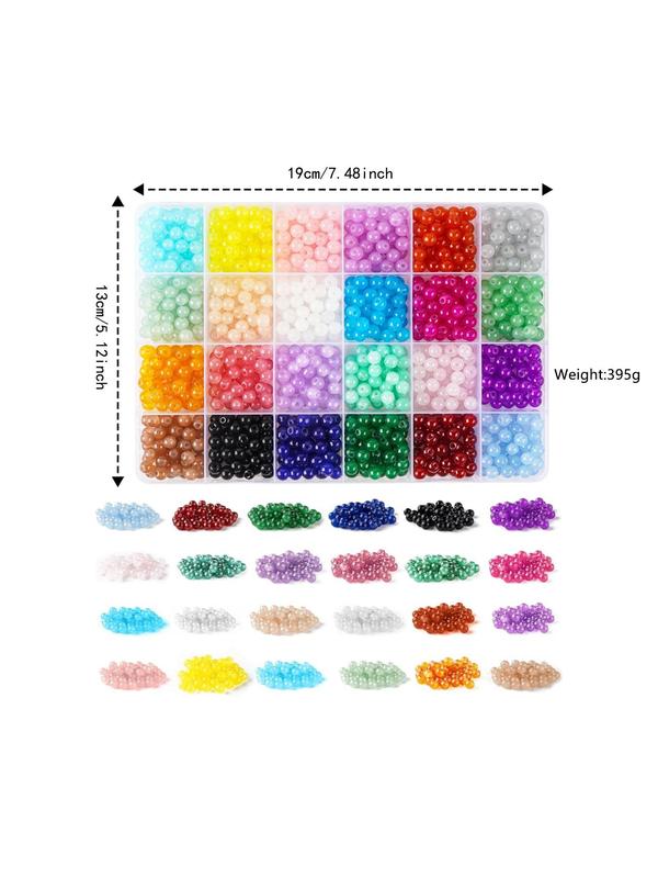 DIY Jewelry Making Kit, 24-color Round Glass Beads Kit, DIY Jewelry Accessories for Bracelet Necklace Earrings Pendant, Jewelry Making Supplies