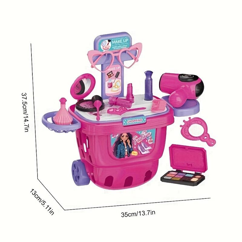 Children's toy makeup table, Girls makeup set, Accessories mobile backpack, Children's makeup table for children over 3 years old (makeup makeup set)