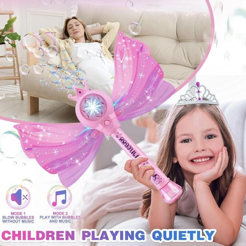 Fairy Bubble Stick with LED Lights & Music Mode, Bubble Blower Outdoor Toy, Creative Birthday and Holiday Gift Options