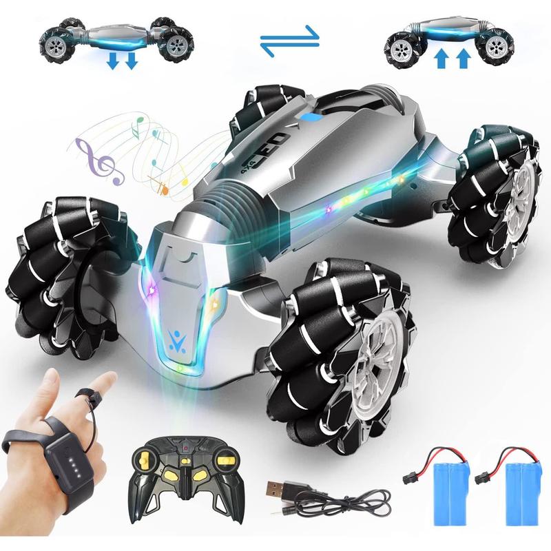 1:10 Scale Gesture Sensing Rc Stunt Car, 4WD Remote Control Hand Controlled Transform , Double Sided Vehicle 360? Spins with Lights Music, All Terrains Monster Truck for Boys Kids