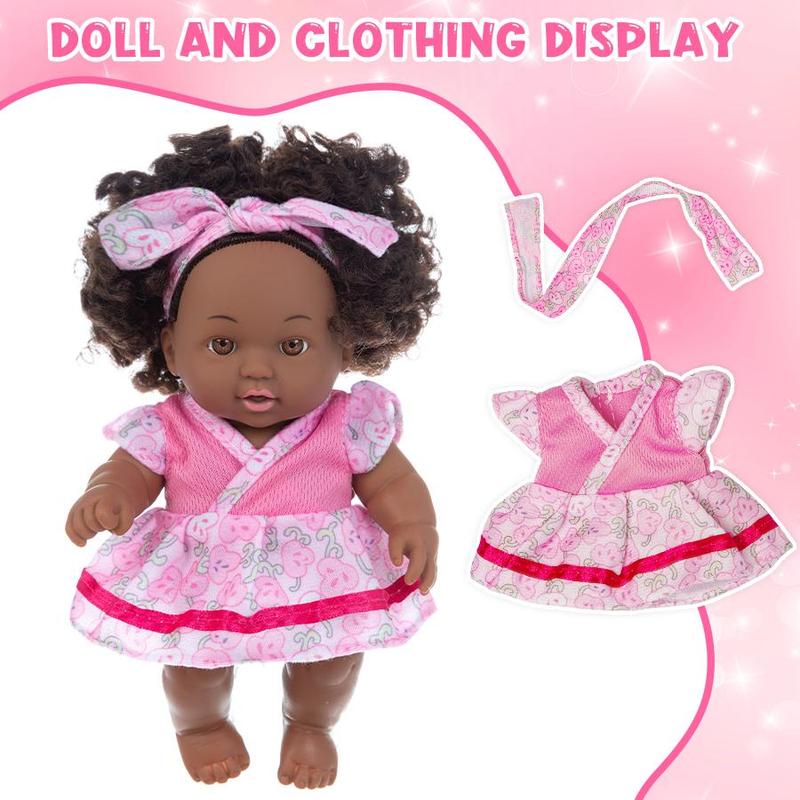 8 Inch Black Hot Doll, Cute Doll with Clothing Display, Lovely Birthday Gift, Companion Gift