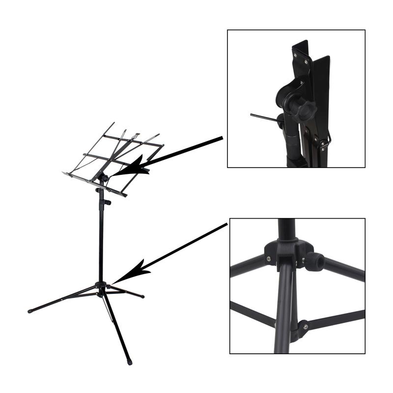 Folding Sheet Music Stand, 1 Count Portable Aluminum Tripod Sheet Music Stand, Height Adjustable Music Stand with Carrying Bag for Home School Office