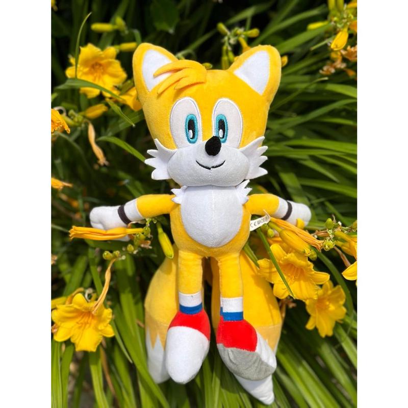 Yellow Sonic Plush Action Figure Animal Hedgehog Super Sonic Ray Flying Squirrel Movie Plush Gift Plush for Kids Boys & Girls Sonic The Hedgehog Toy Tails Plush, Knuckles Plush 12 Inches-