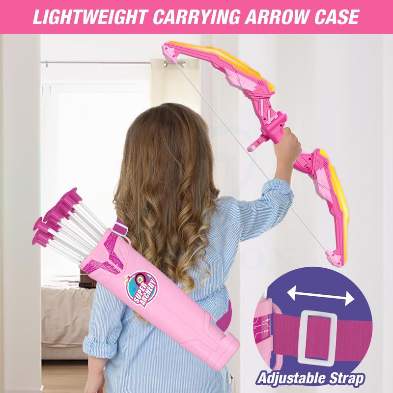 Bow & Arrow Toy Set with Light, 1 Set Creative Shooting Toy with Suction Cup Arrows & Targets & Quiver, Indoor Outdoor Sports Toys