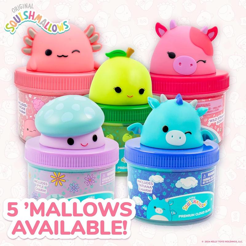 SQUISHMALLOWS Original Calynda The Cow Premium Scented Slime, 8 oz. Smooth Slime, Strawberry Scented, 3 Fun Slime Add Ins, Pre-Made Slime for Kids, Great 6 Year Old Toys, Super Soft Sludge Toy