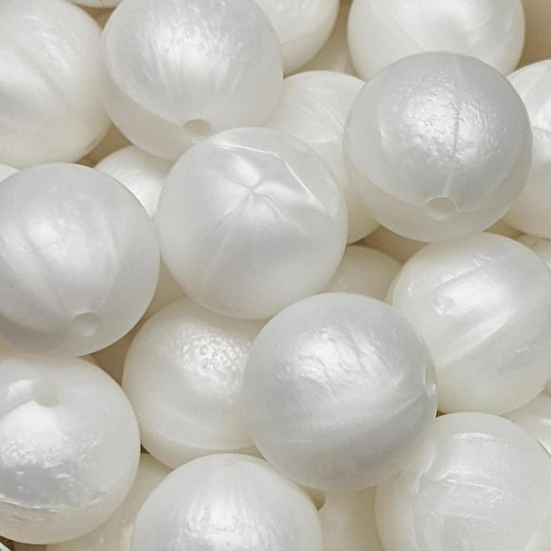 15mm Round Silicone Beads ~ Pearl White ~ For Making Wristlets, Pens, Keychains, Bag Tags and More