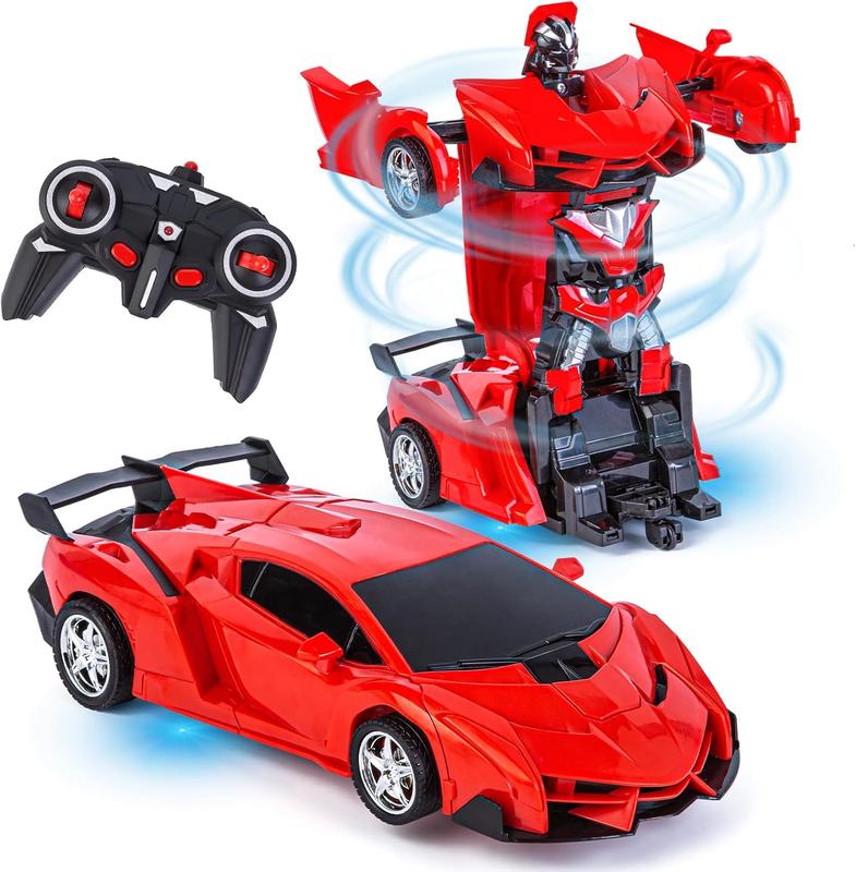 RC Cars for Boys Age 4-7,Remote Control Transformation Car Robot Toys for Child Electric Deformation Car Vehicle Toys for Kid 8-15 Ages Transforming Toy Deformed Cars Best Birthday Toy Red