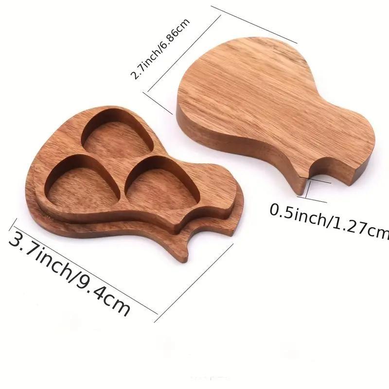 Guitar Pick Storage Case, Wooden Guitar Pick Holder for Gift, Music Accessories for Acoustic, Electric, Bass, and Ukulele Lovers