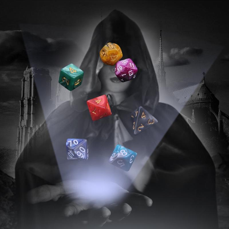 49 Packs DND Dice Set, 7 Sets Polyester D&D Dice with 7 Pouches for Dungeons & Dragons, D&D Dice with Bags for RPG DND  D4  D6  D8  D10 (0-9 and 00-90)  D12  D20