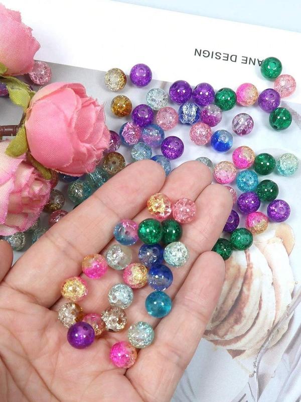 8mm Crack Glass Beads, Mixed Color Beads for Jewelry Making, Jewelry Making Supplies for Girls Gift